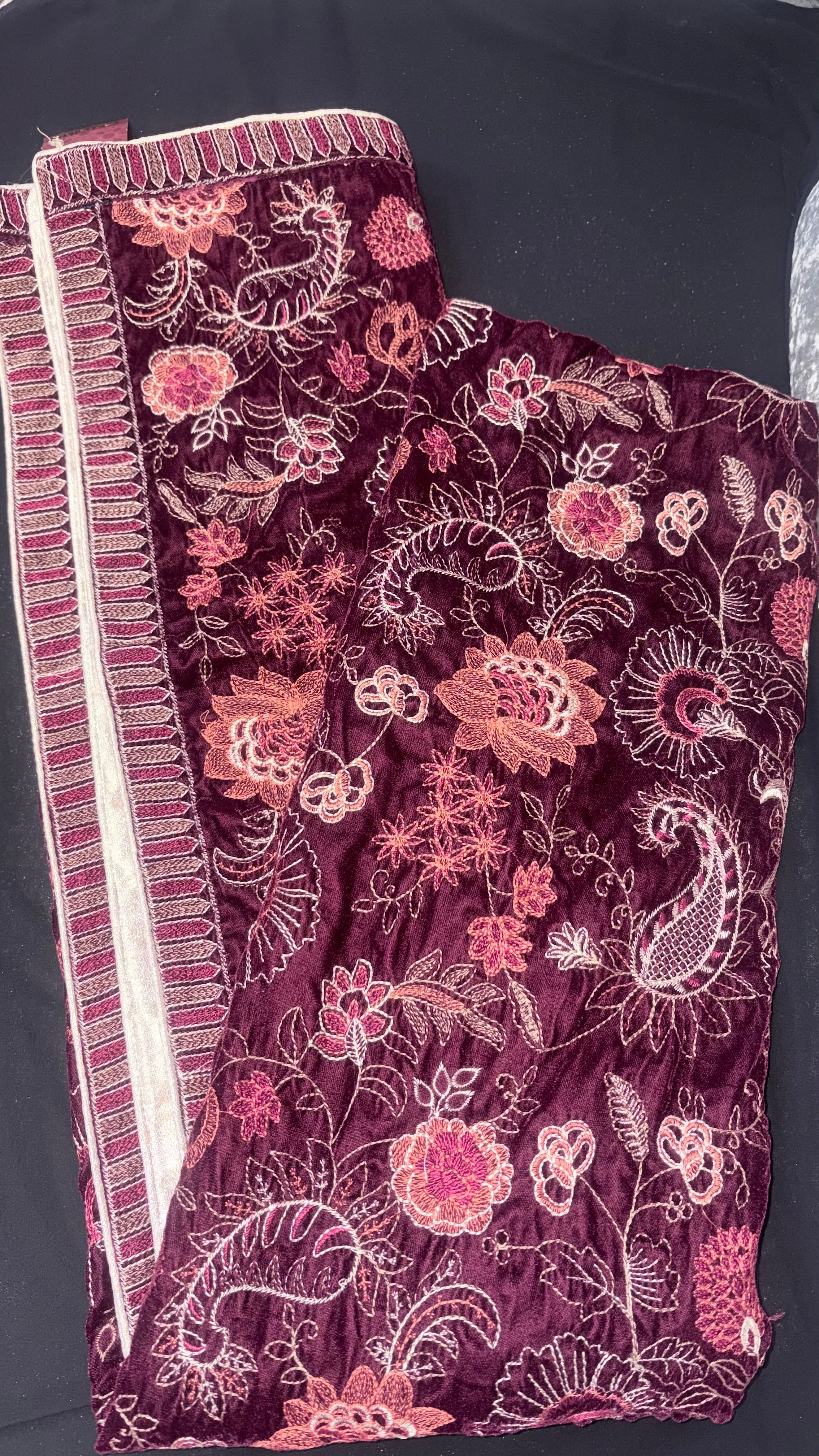Velvet Fully Embroidered Shawl