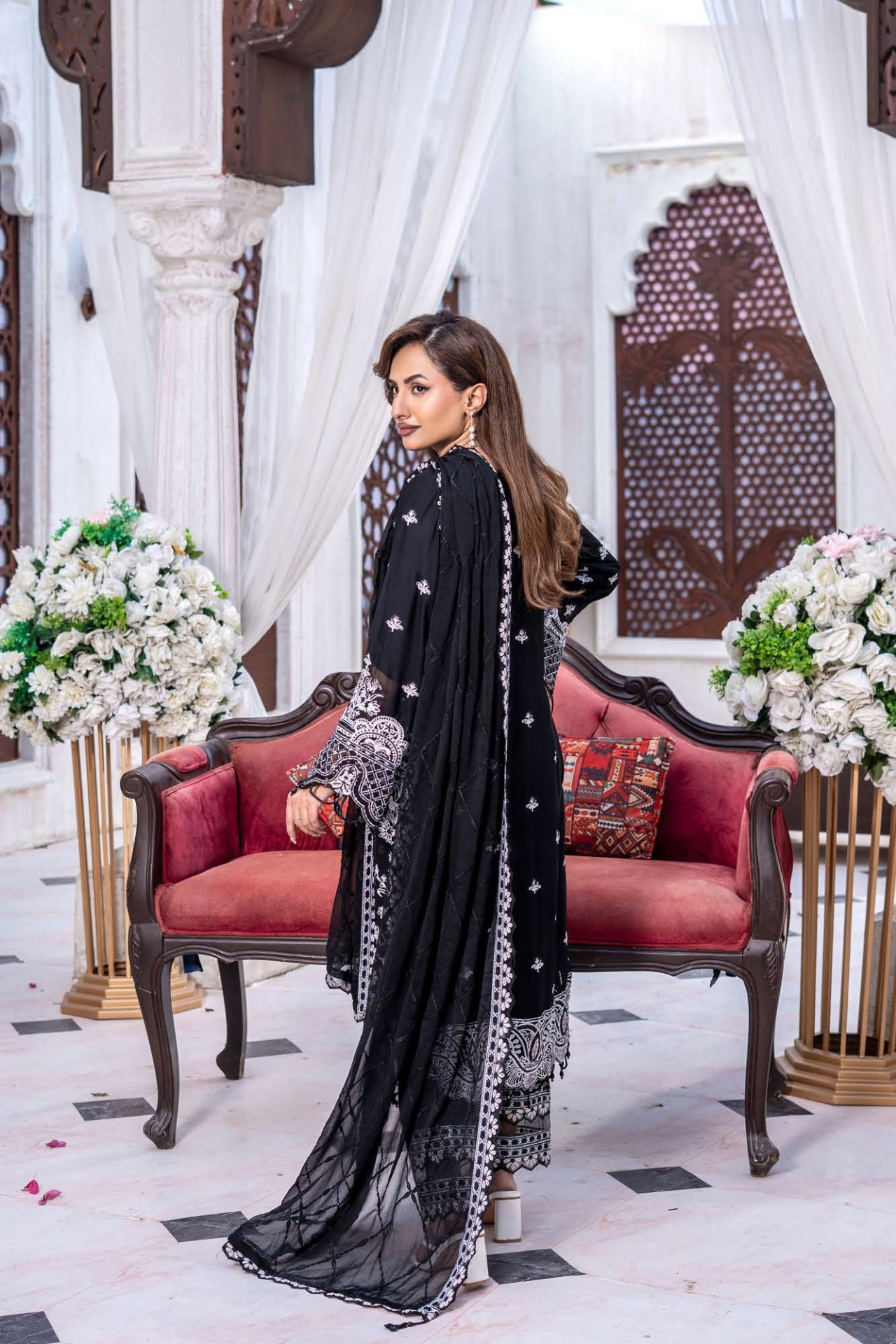 Elegant Chiffon 3-Piece Embroidered Sequin Suit