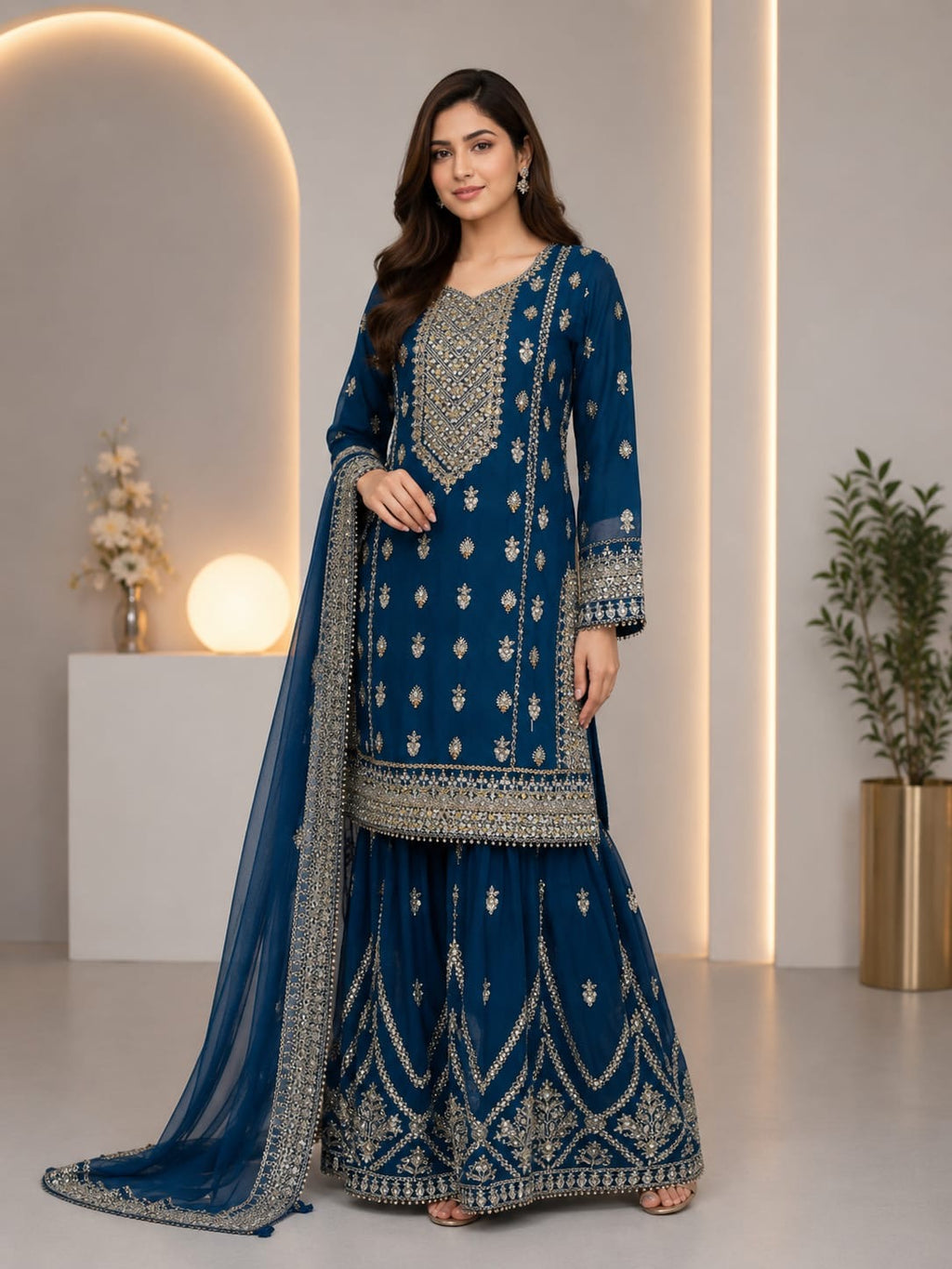 Shazaib Grara Suit - Elegant Intricate Embroidery and Matching Dupatta for Special Occasions Womenswear Asian Style
