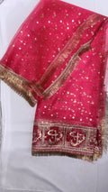 Qabool He Net Dupatta – Red & Gold Embroidered with Gota Work