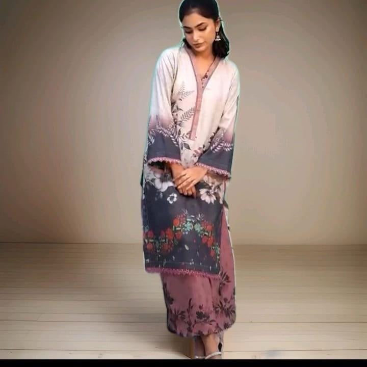 2PC Dhanak Printed Suit (Shirt & Plazo)
