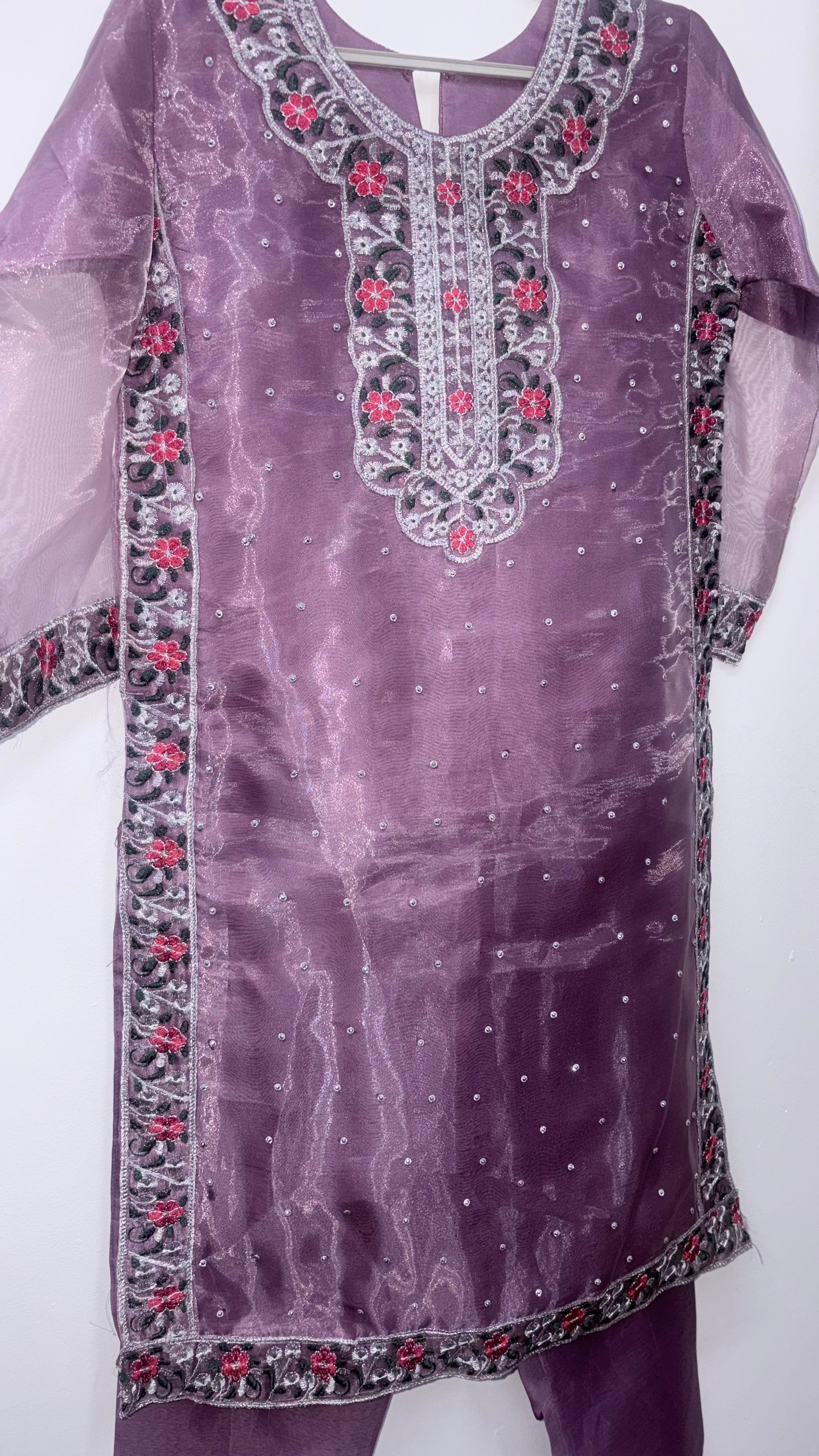 Kids 2-Piece Organza Fully Embroidered Shalwar Kameez