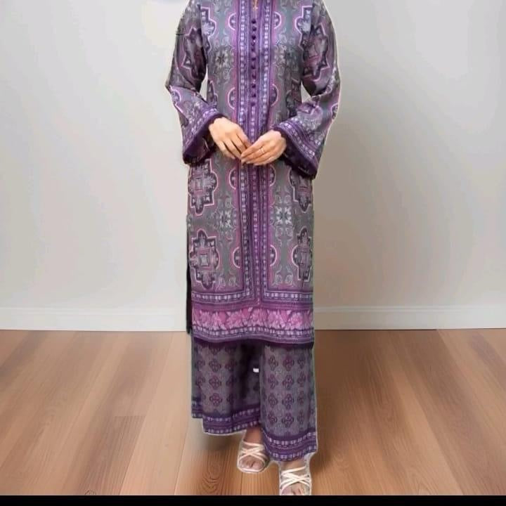 2PC Dhanak Printed Suit (Shirt & Plazo)