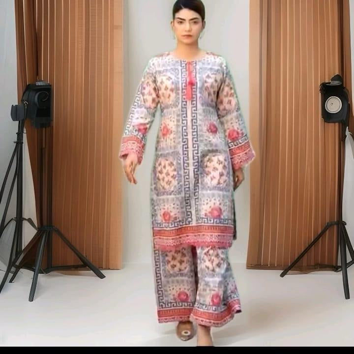 2PC Dhanak Printed Suit (Shirt & Plazo)