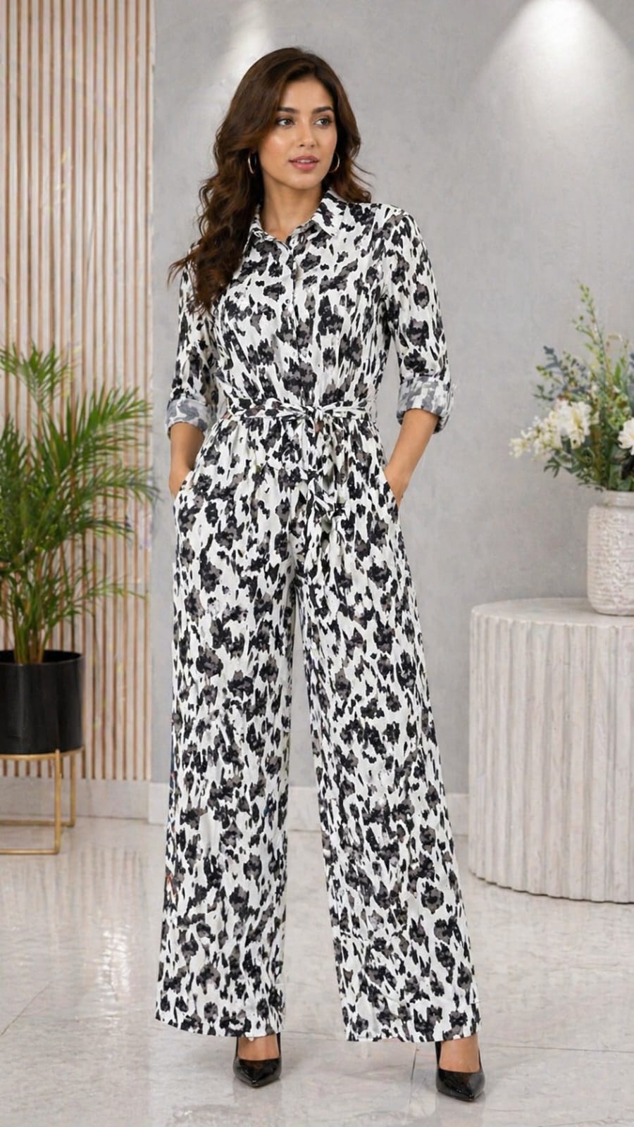 Women’s Leopard Print Cord Set – 2-Piece Outfit with Belt
