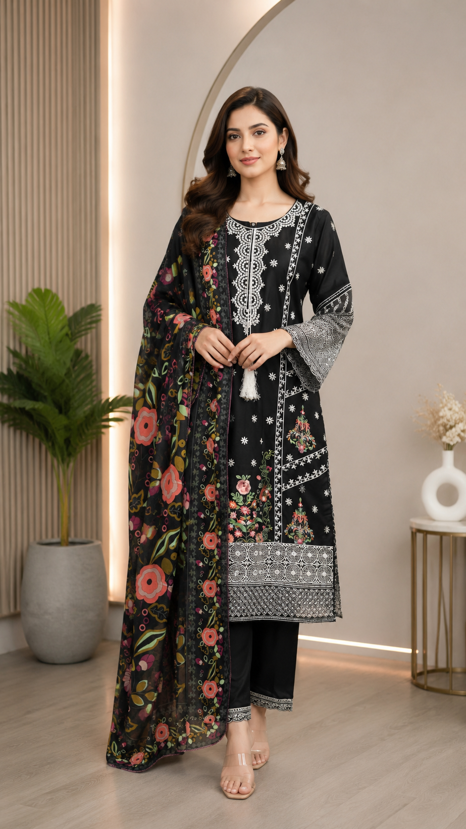 Twin in Style with Your Little One – Soft -Summer-Ready in Black & White 💖” women shalwar kameez