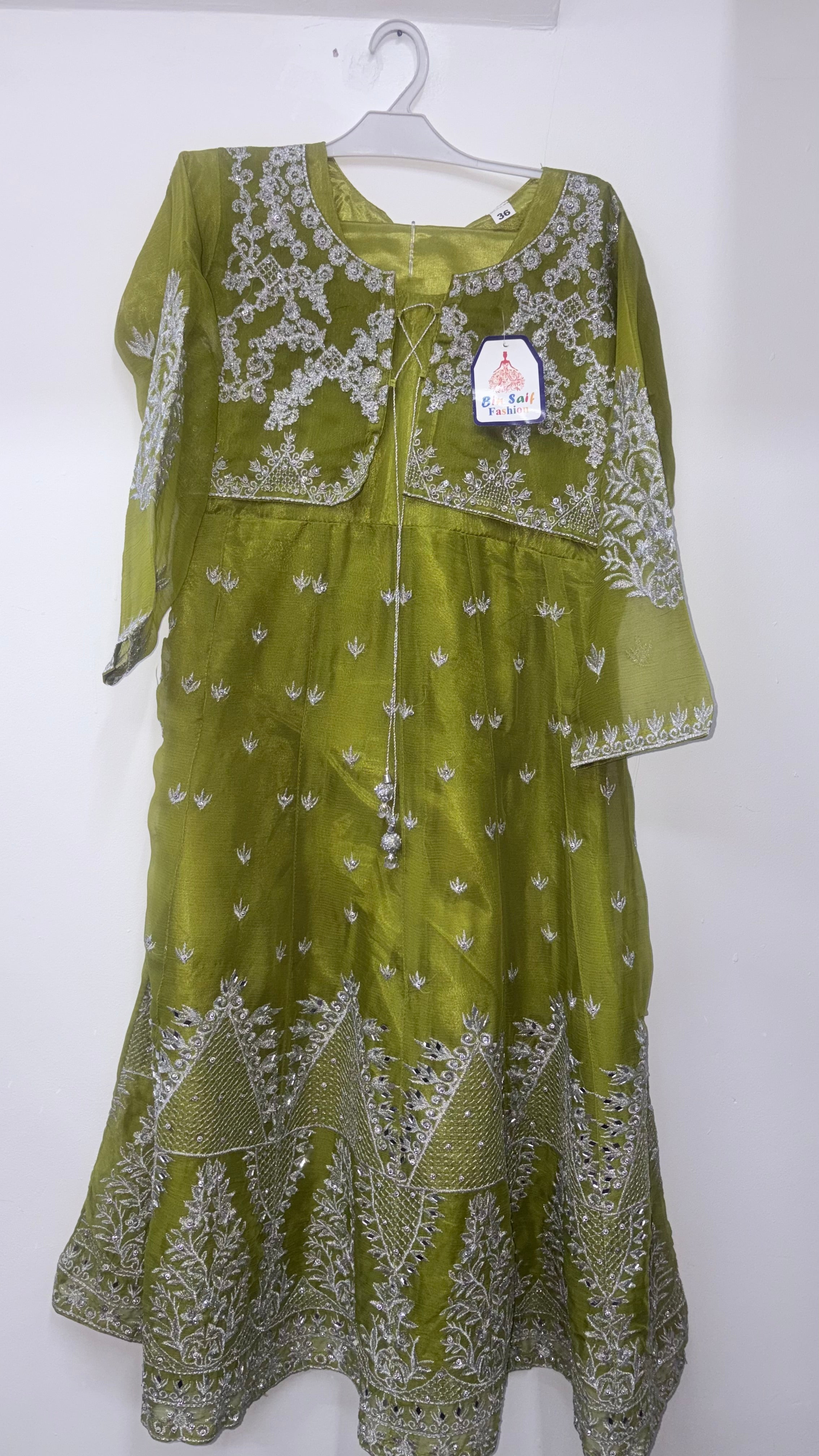 Kids 2-Piece Chiffon Embroidered Frock with Trousers