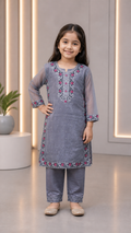 Kids 2-Piece Organza Fully Embroidered Shalwar Kameez