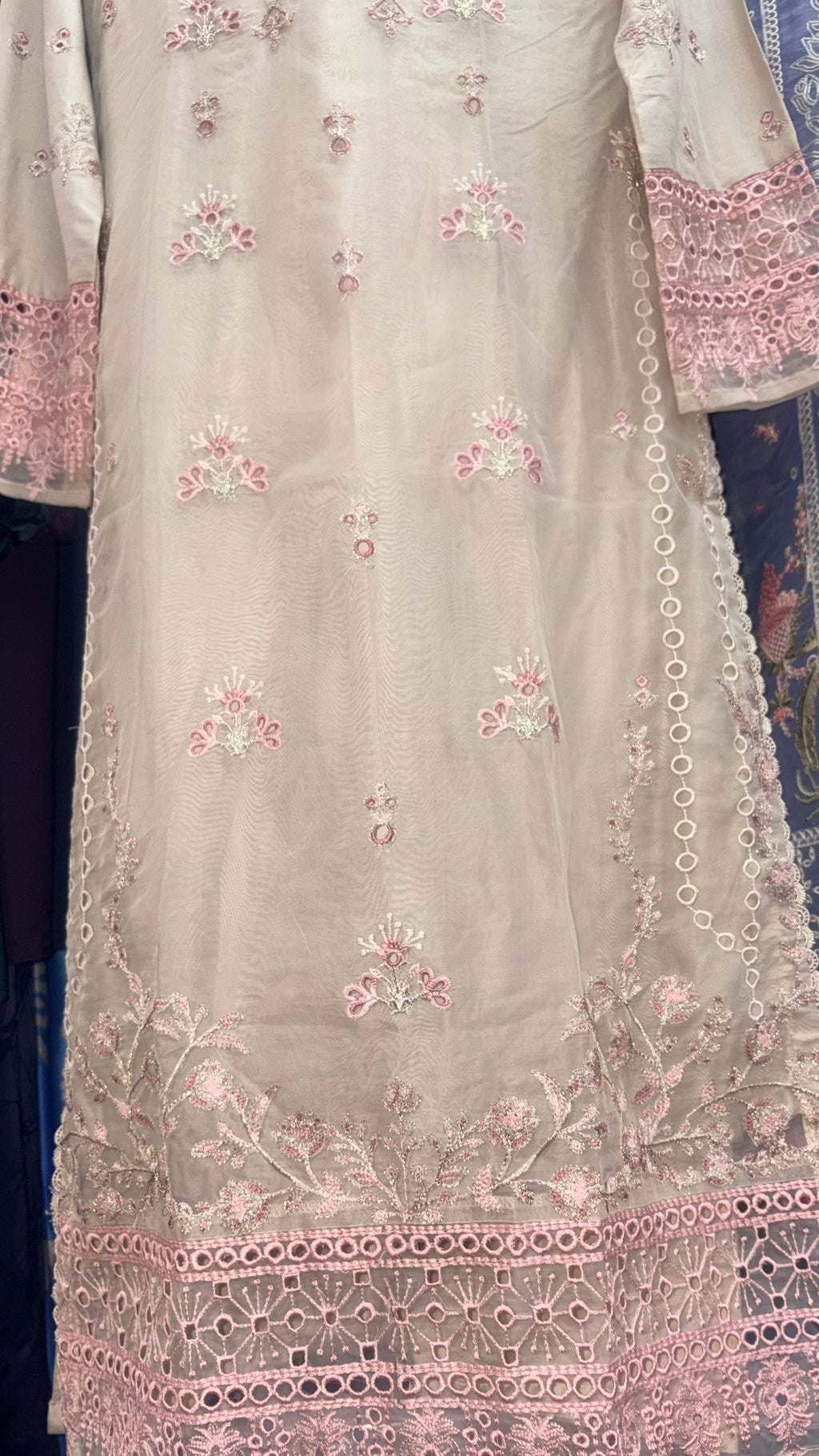 Swiss Lawn Copper Gold & Pink Contrast Fully Embroidered 3-Piece Suit
