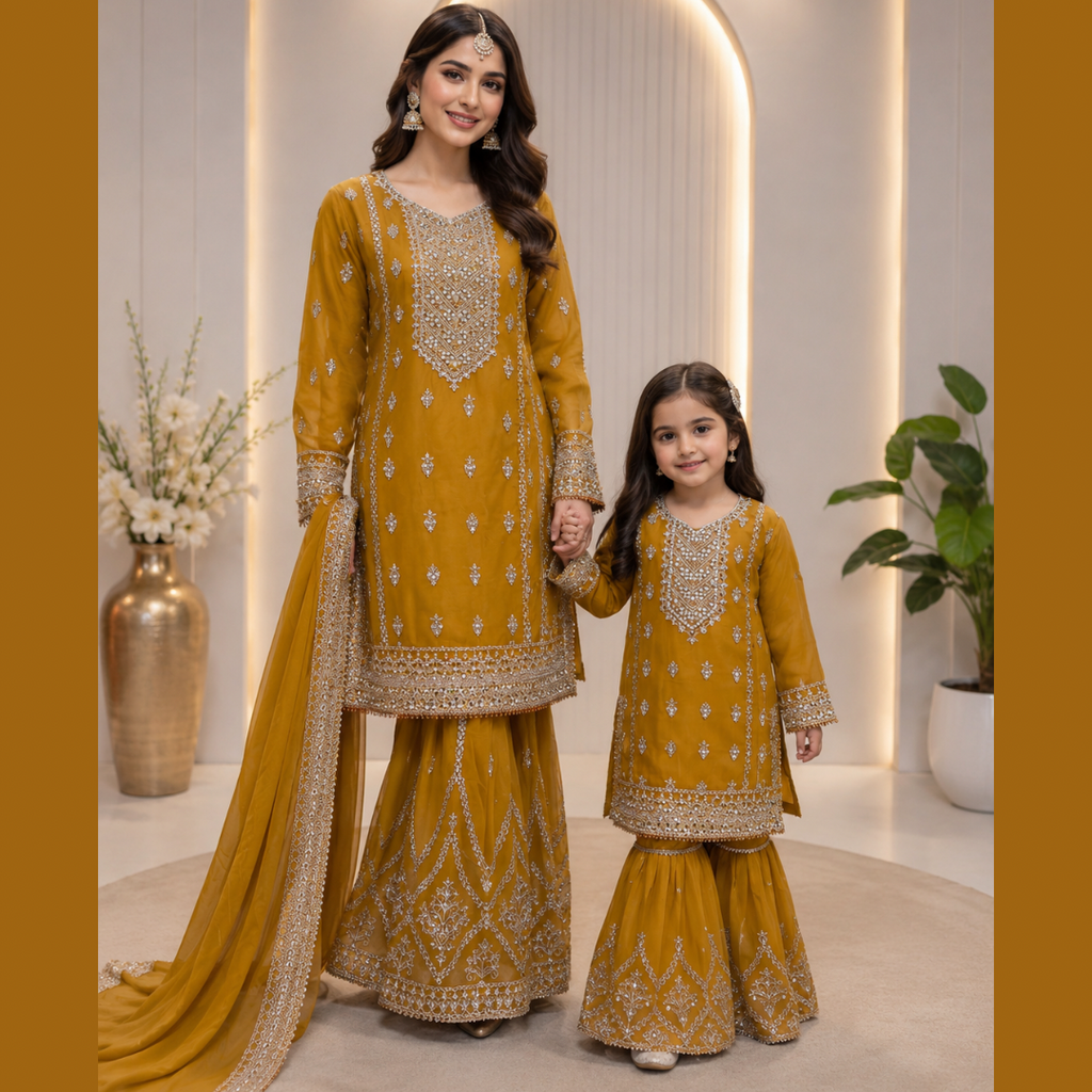 Shazaib Grara Suit - Elegant Intricate Embroidery and Matching Dupatta for Special Occasions Womenswear Asian Style