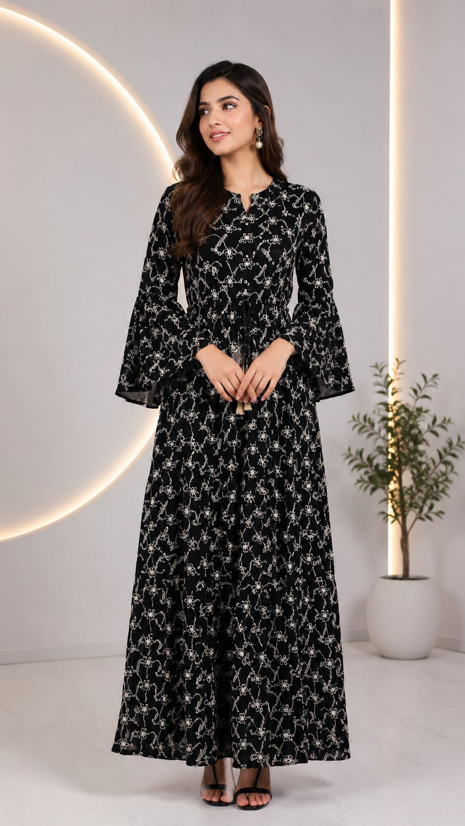 Summer Vibes Chikankari Long Dress – Available in 4 Colours