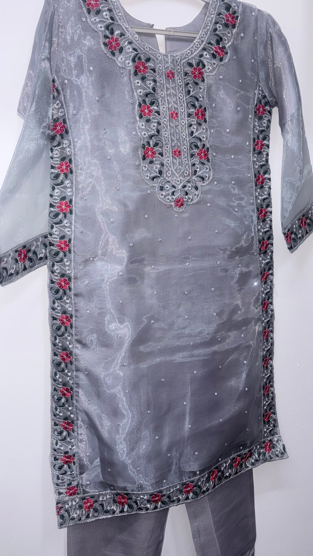 Kids 2-Piece Organza Fully Embroidered Shalwar Kameez