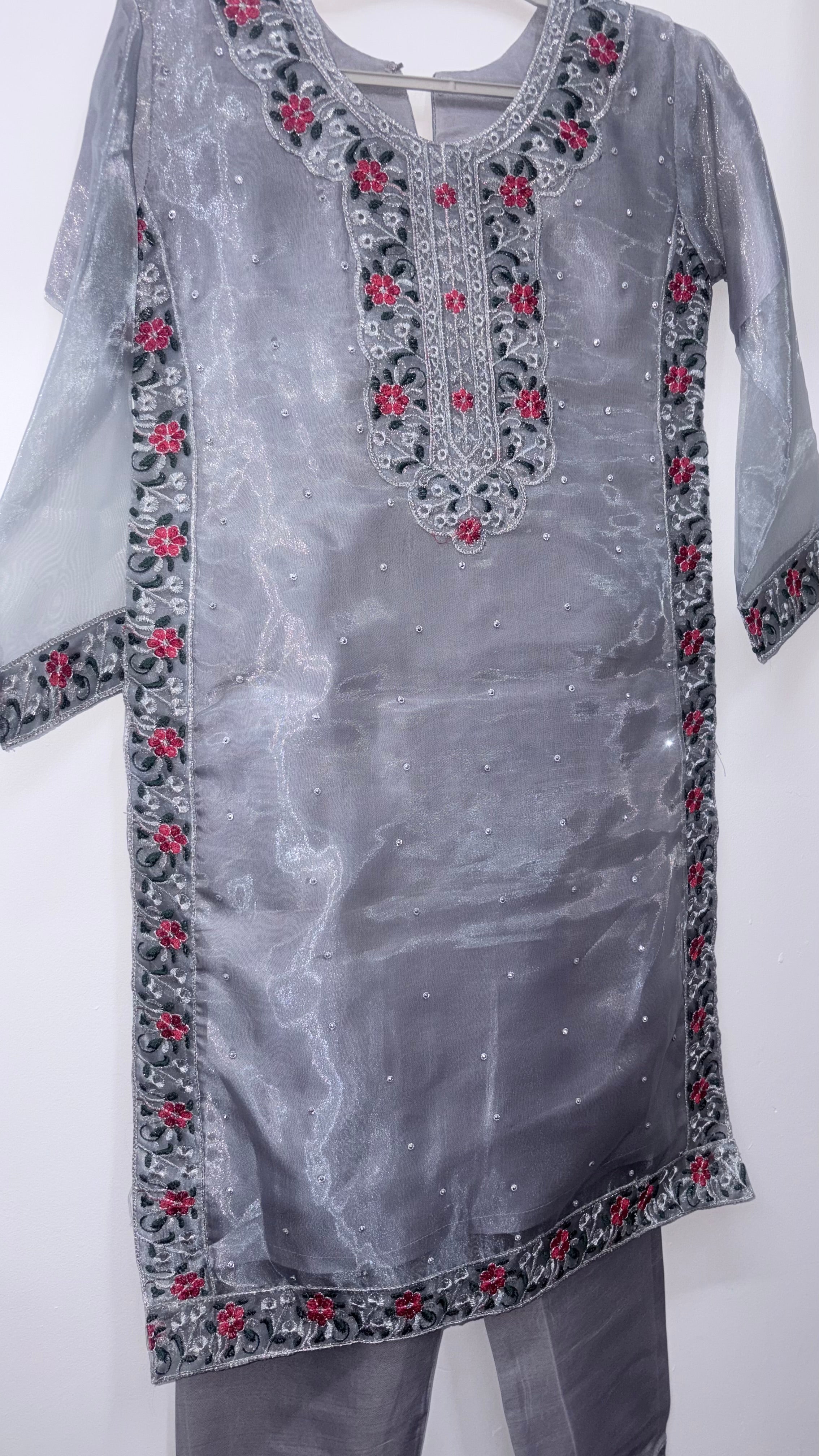 Kids 2-Piece Organza Fully Embroidered Shalwar Kameez