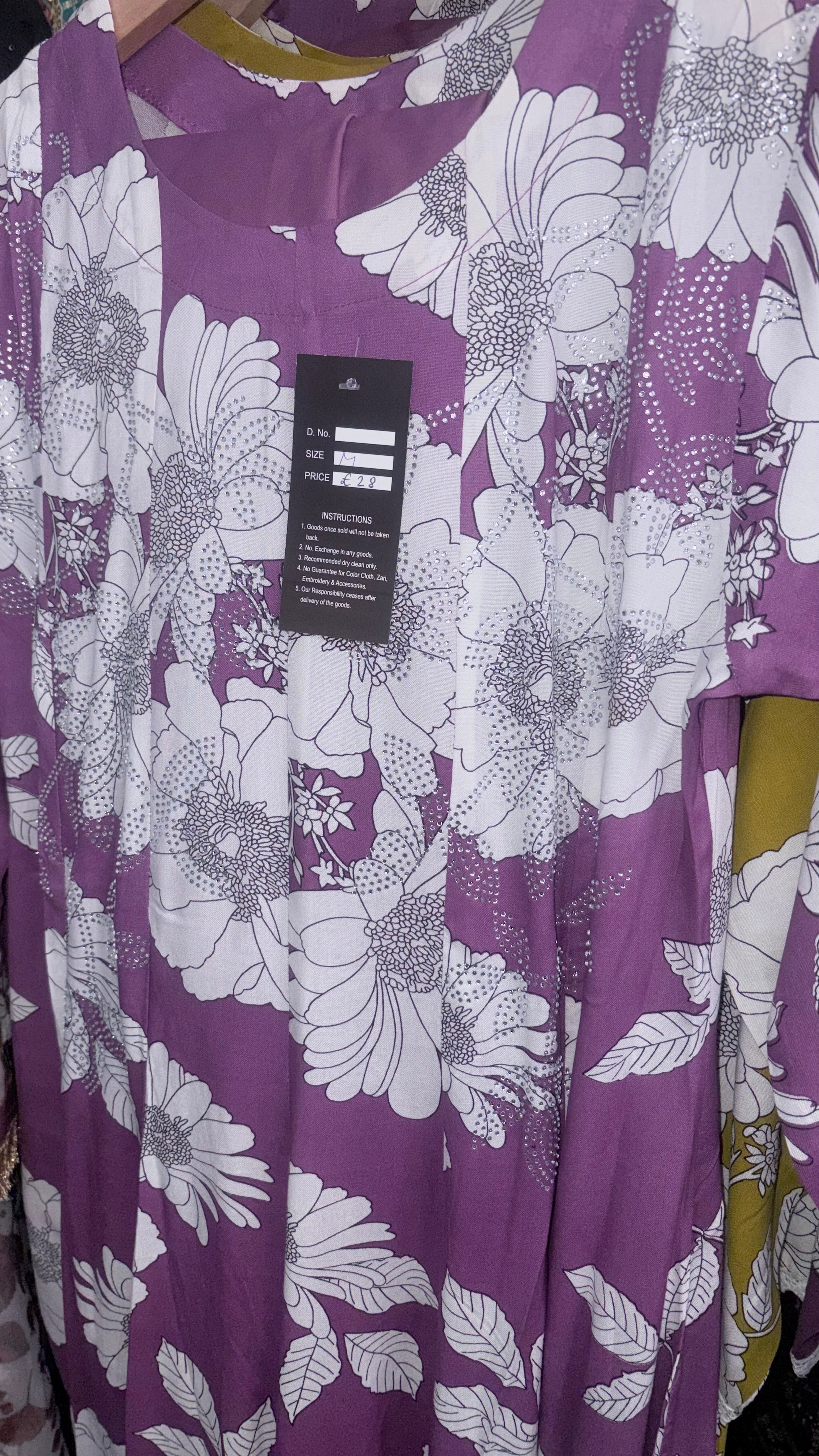 3-Piece Linen Floral Maxi Set with Sequin Work – Plain Trouser & Dupatta