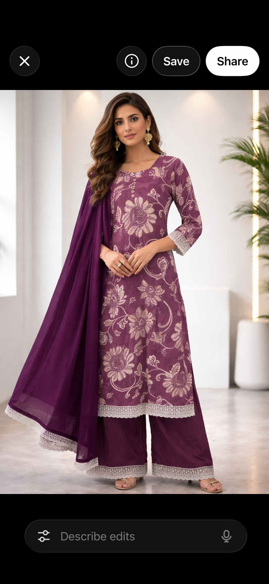Linen 3PC Suit (Shirt, Plazo & Chiffon Dupatta)