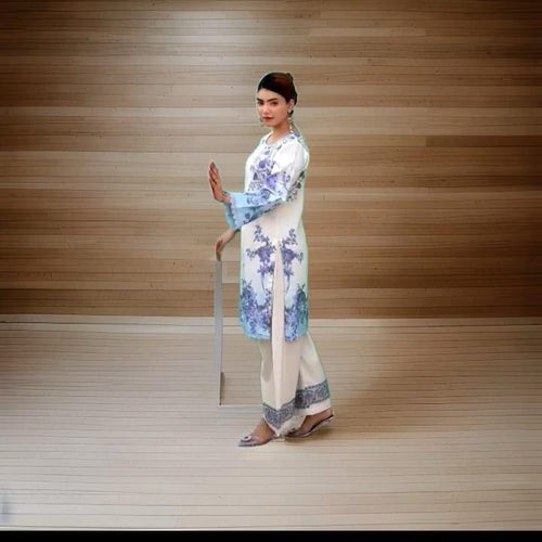 2PC Dhanak Printed Suit (Shirt & Plazo)