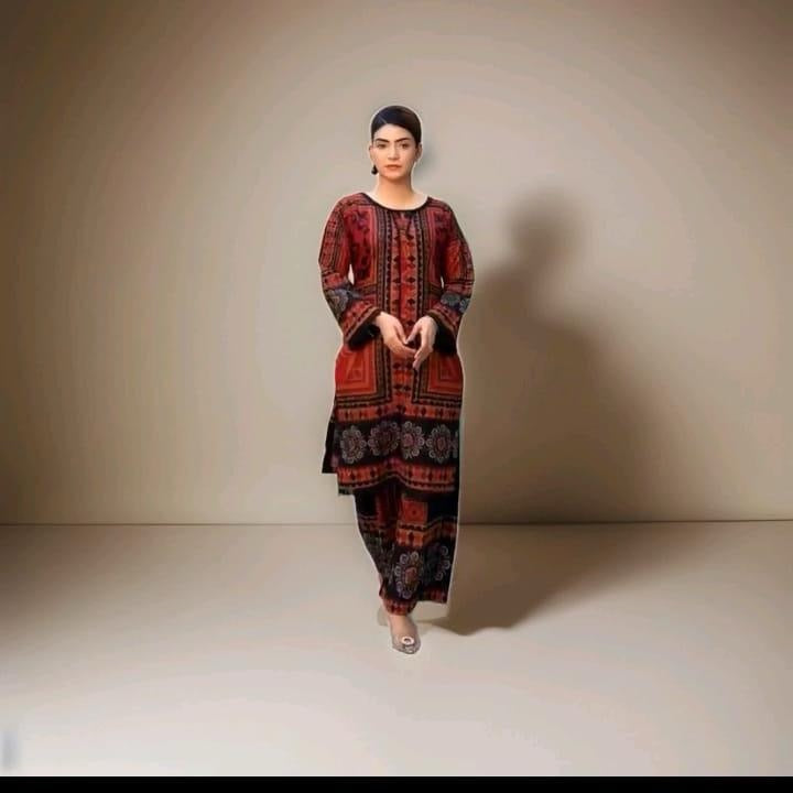 2PC Dhanak Printed Suit (Shirt & Plazo)