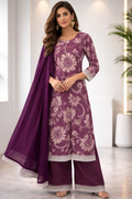 Linen 3PC Suit (Shirt, Plazo & Chiffon Dupatta)