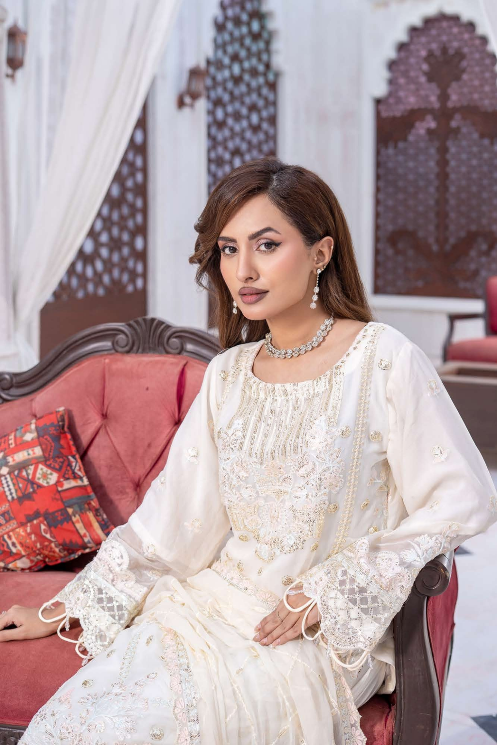 Elegant Chiffon 3-Piece Embroidered Sequin Suit