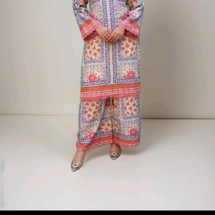 2PC Dhanak Printed Suit (Shirt & Plazo)