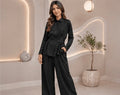 Women’s Black Silk Cord Set with Belt – Stylish Co-Ord Outfit