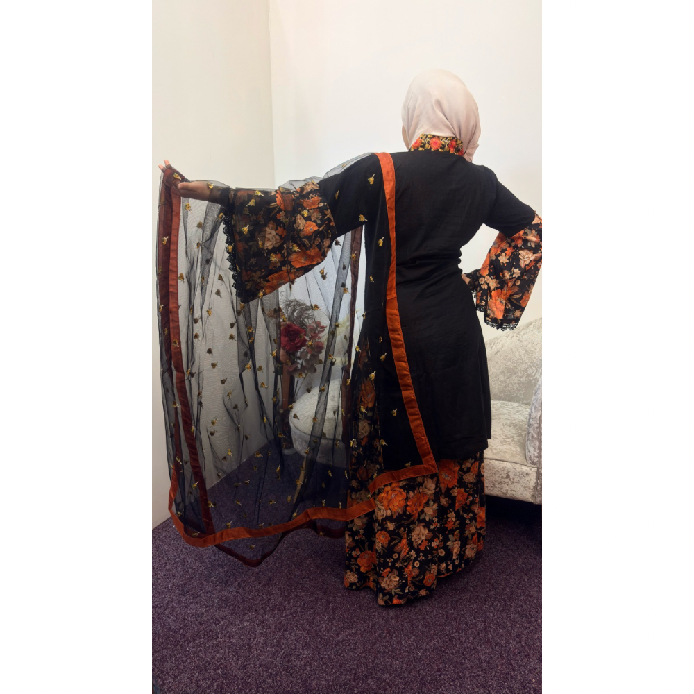 Amir Black chikankare sharara suit