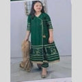 Green Dhanak Winter 3 Piece Suit – Fully Embroidered with Elegant Golden Detailing