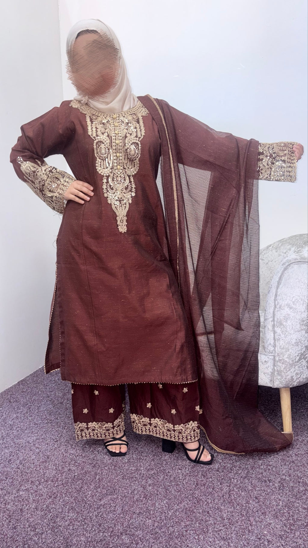 Baba posh 3 peice fully embroidered suit