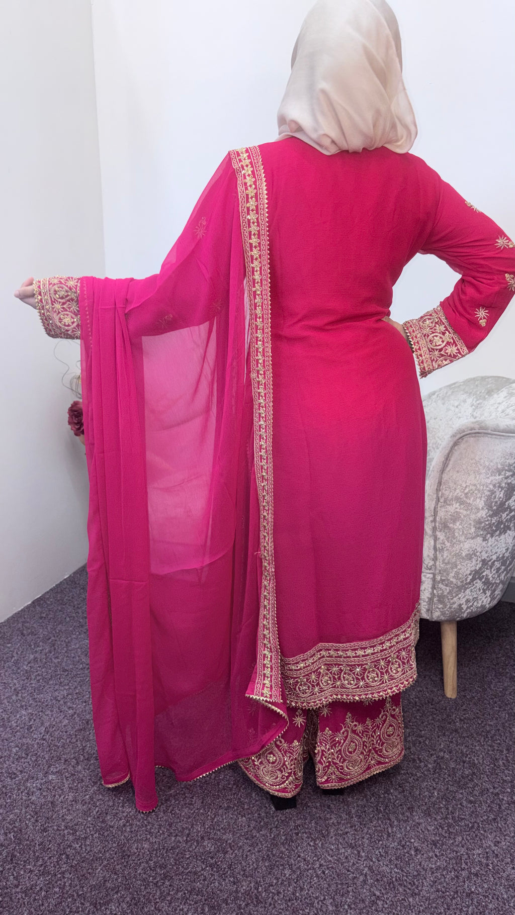 Shazaib chiffon palazzo 3peice suit