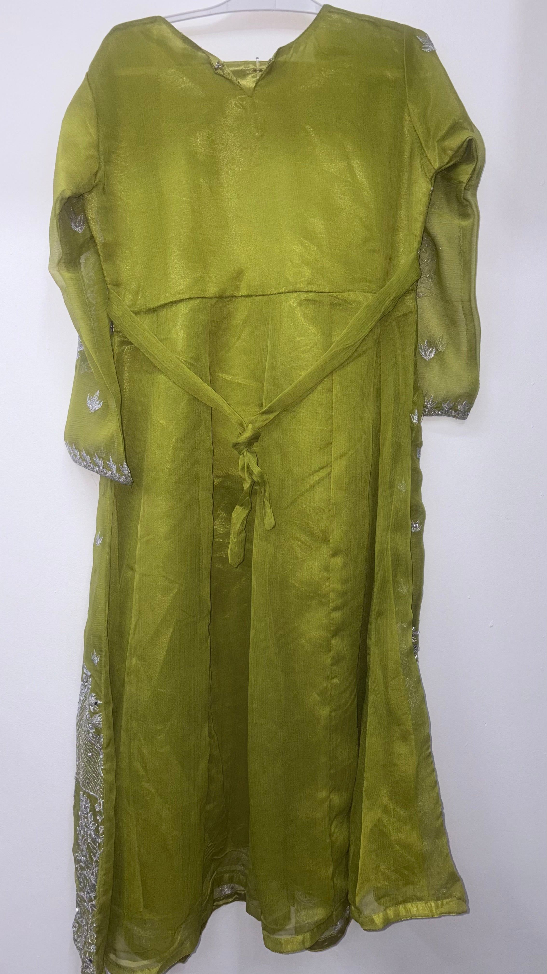 Kids 2-Piece Chiffon Embroidered Frock with Trousers