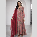 Linen Anarkali Maxi Set with Plain Trousers & Detailed Dupatta