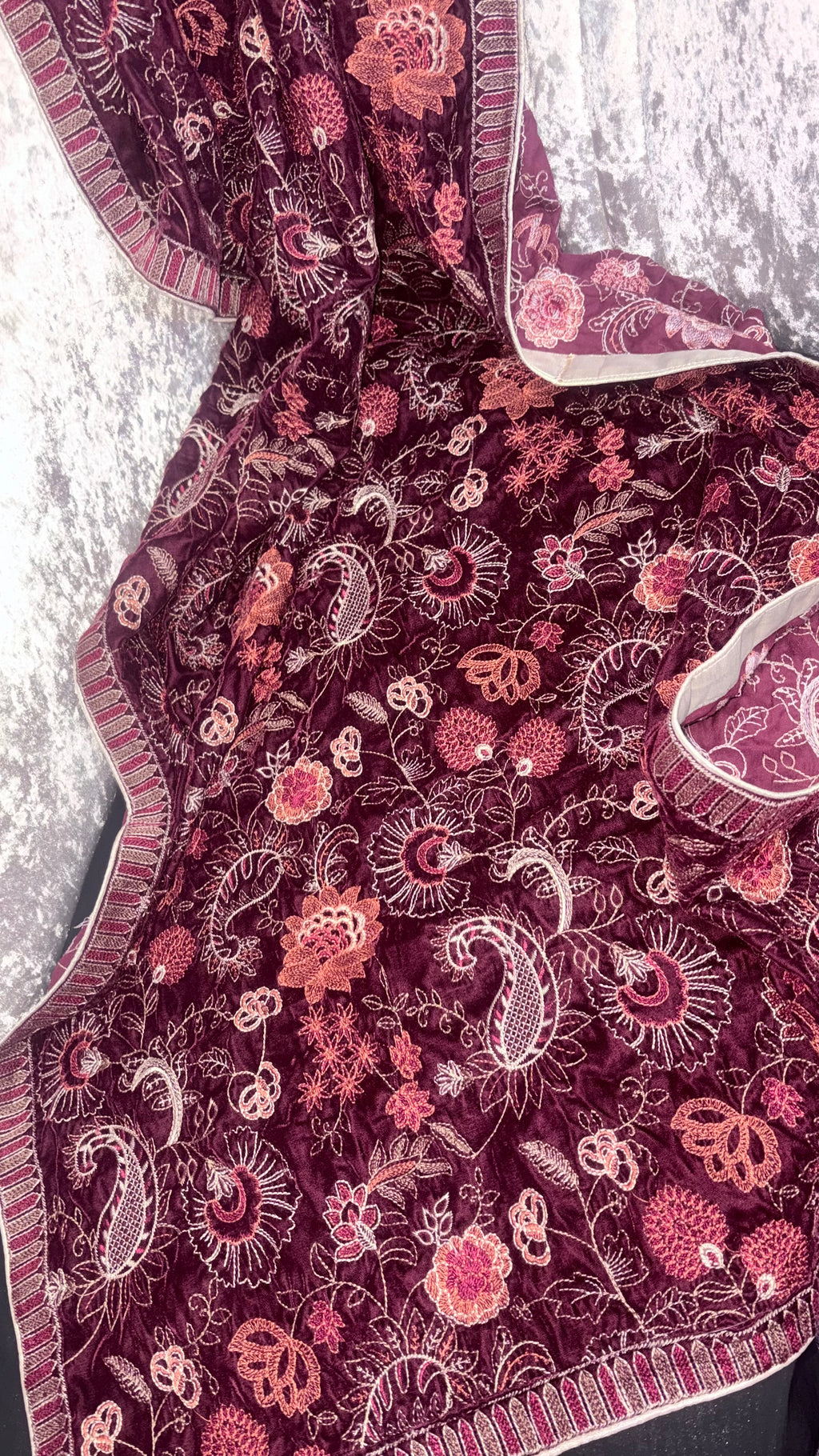 Velvet Fully Embroidered Shawl