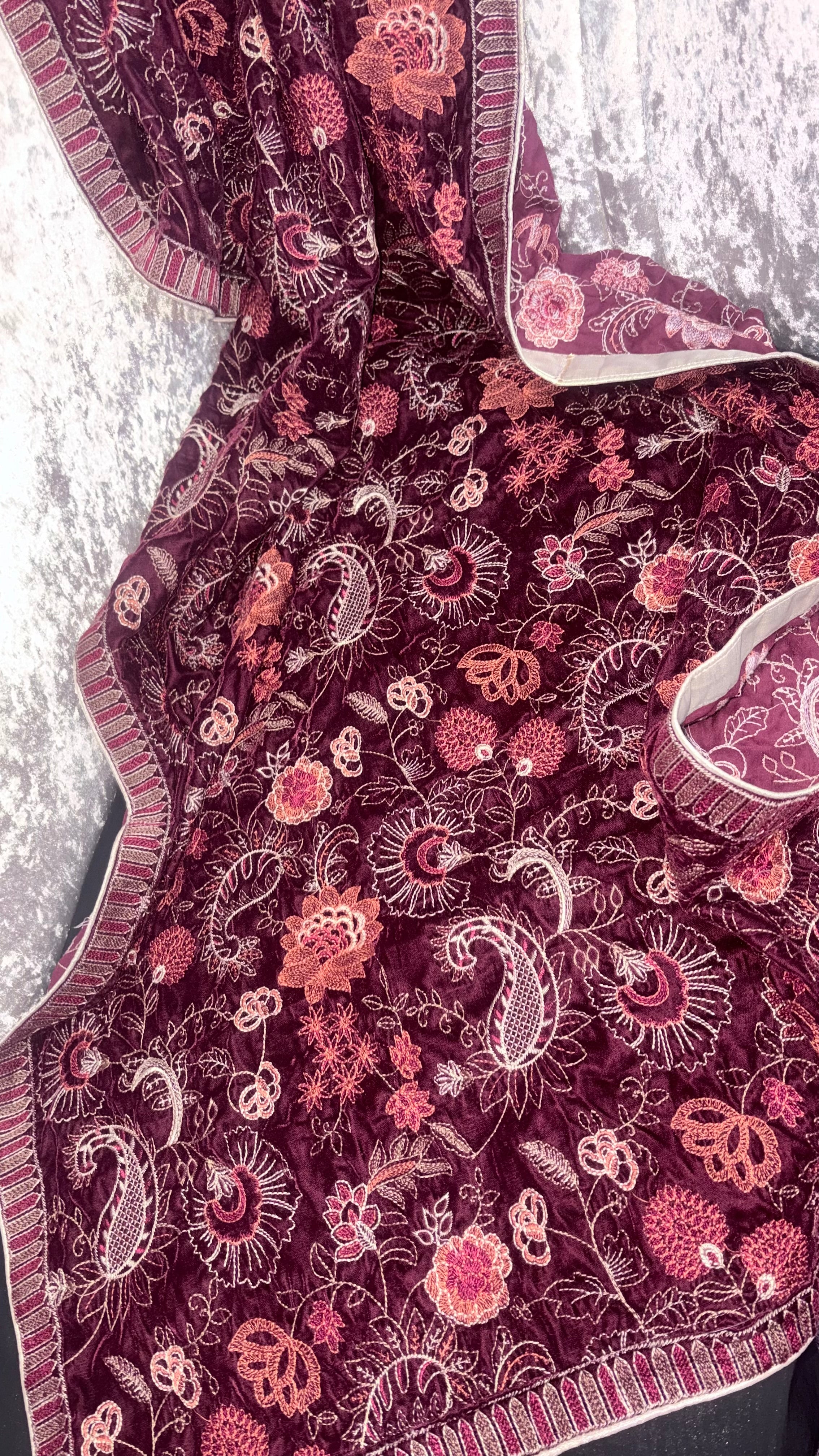 Velvet Fully Embroidered Shawl