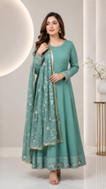 Luxury Chiffon Embroidered Maxi Suit with Sequins Dupatta