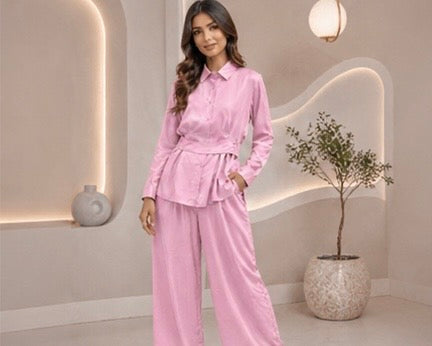Women’s Silk Cord Set with Belt – Stylish Co-Ord Outfit