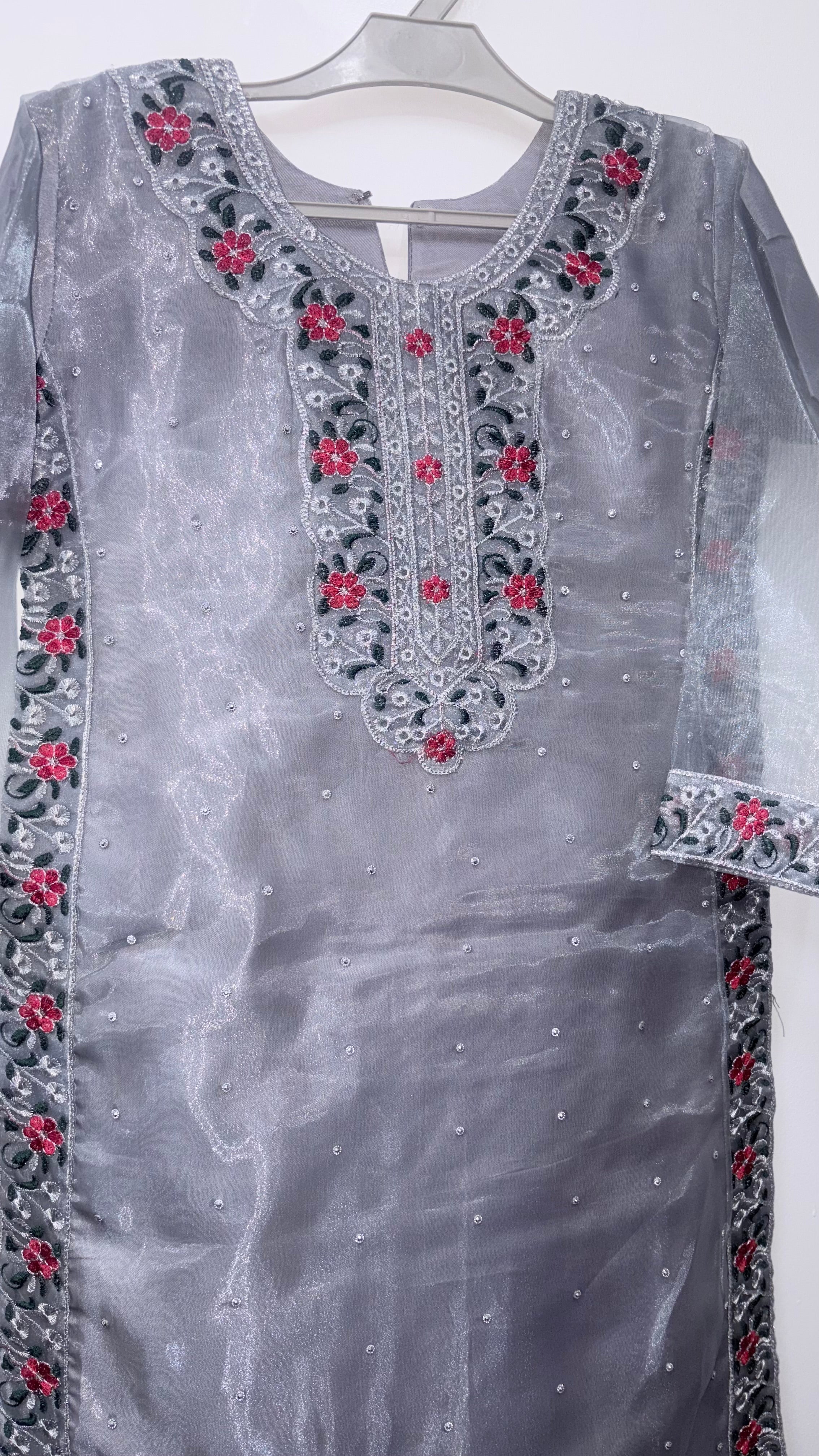 Kids 2-Piece Organza Fully Embroidered Shalwar Kameez