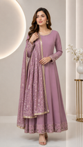 Luxury Chiffon Embroidered Maxi Suit with Sequins Dupatta