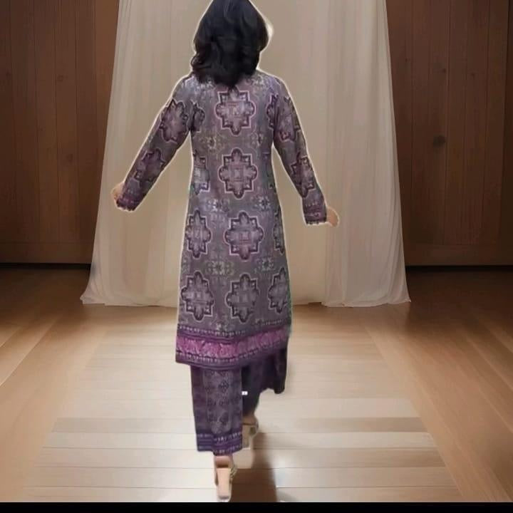 2PC Dhanak Printed Suit (Shirt & Plazo)