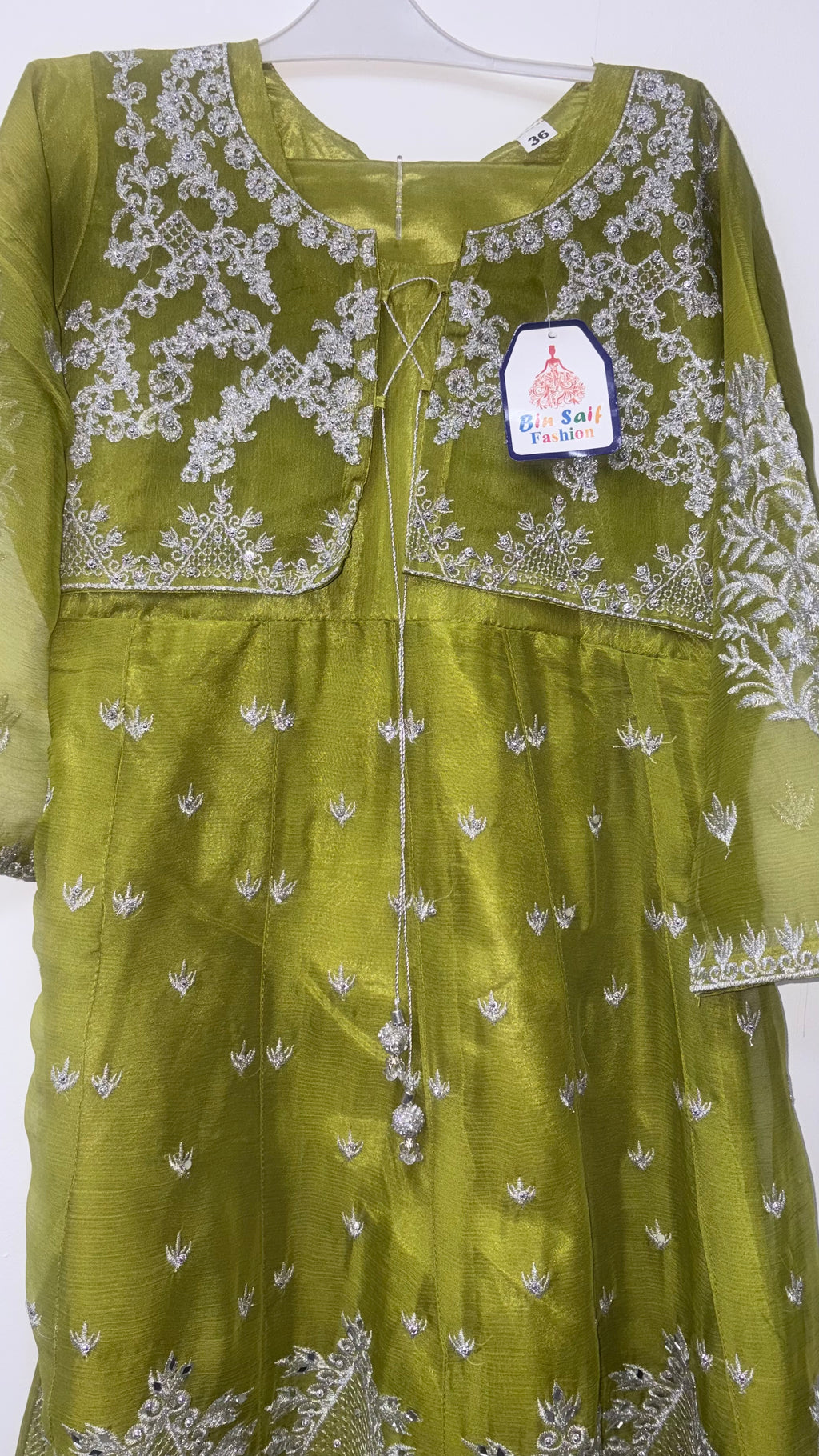 Kids 2-Piece Chiffon Embroidered Frock with Trousers