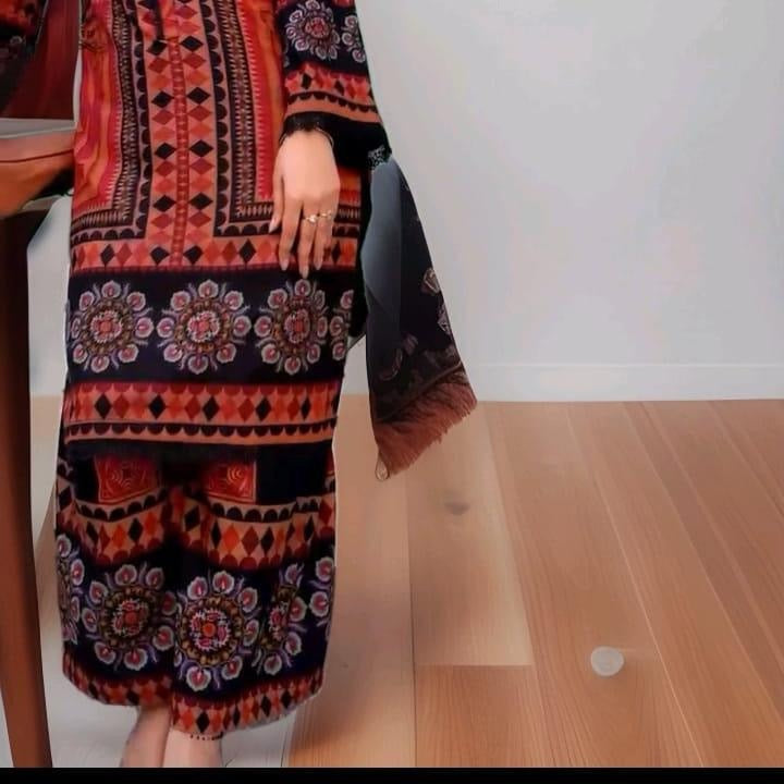 2PC Dhanak Printed Suit (Shirt & Plazo)