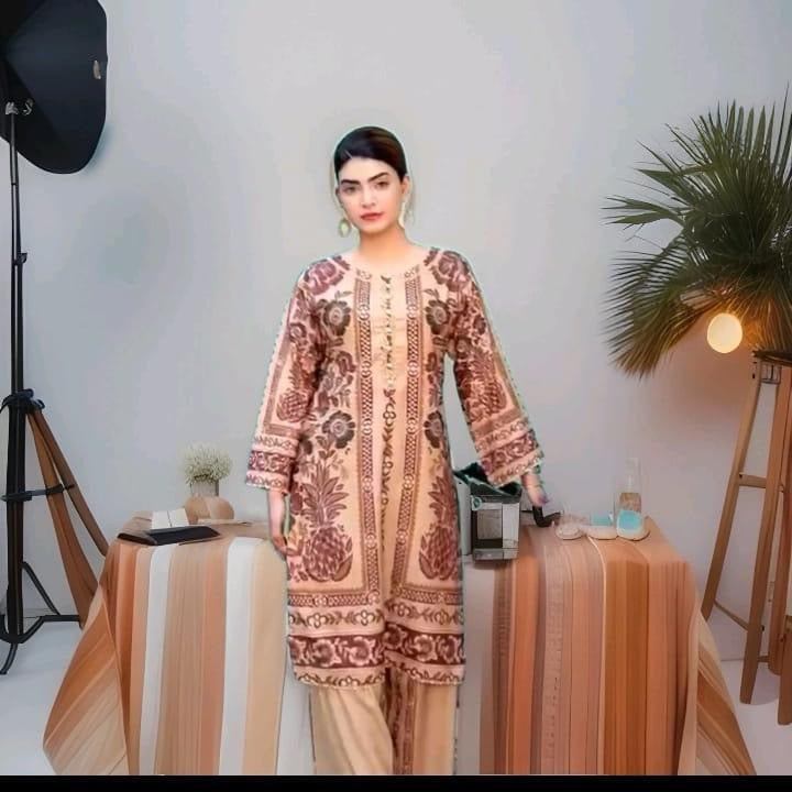 2PC Dhanak Printed Suit (Shirt & Plazo)