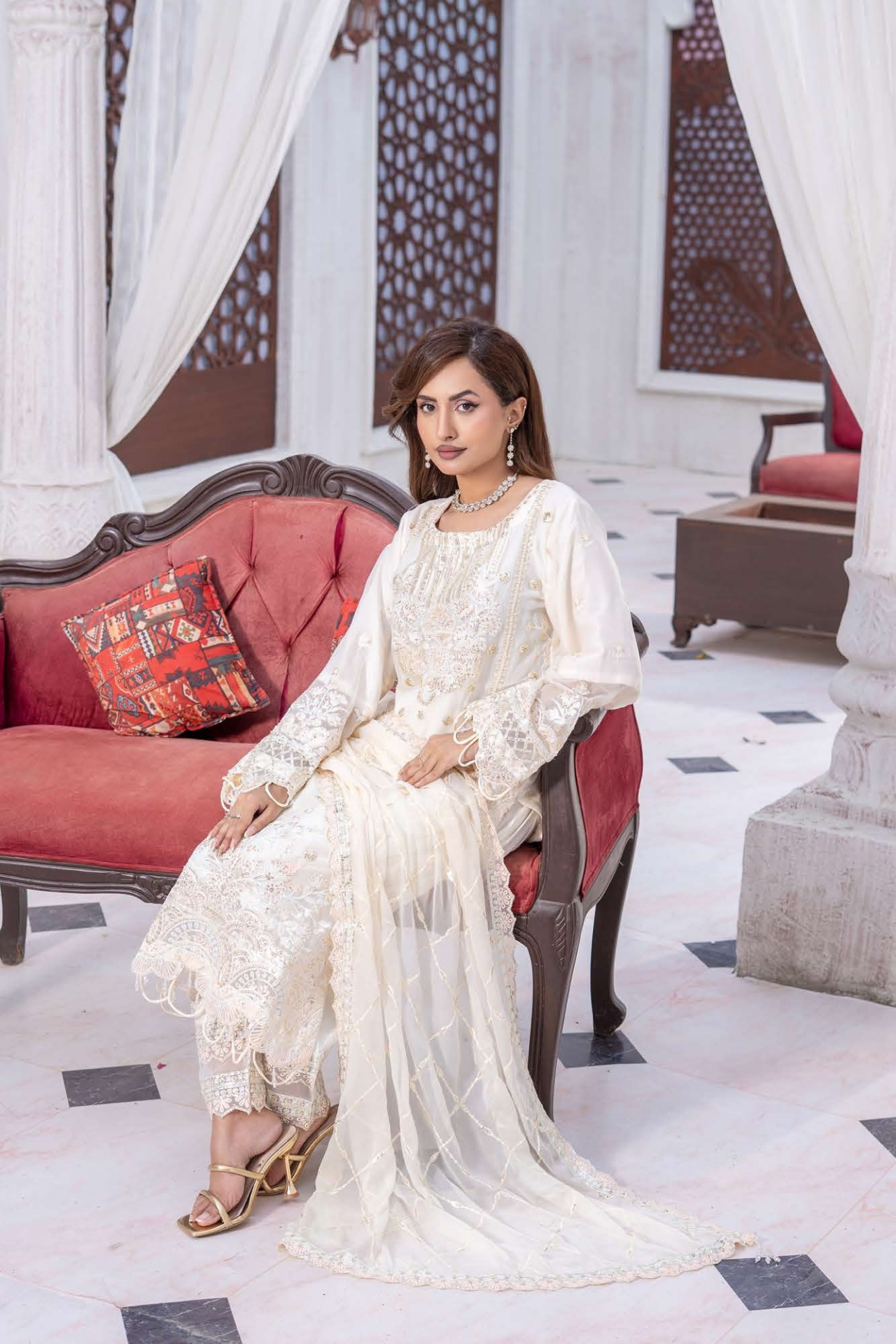 Elegant Chiffon 3-Piece Embroidered Sequin Suit