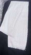 Elegant White Lawn Embroidered Dupatta with Cutwork Detailing