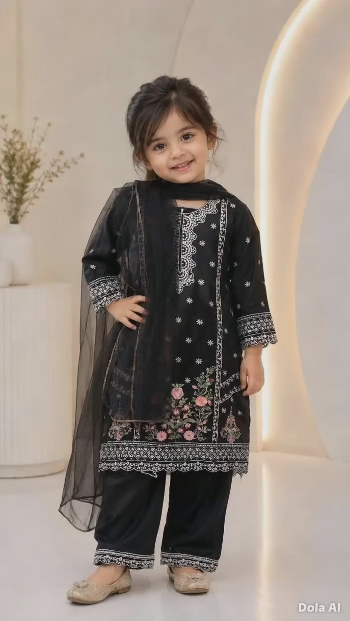 Twin in Style with Your Little One – Soft -Summer-Ready in Black & White 💖” women shalwar kameez